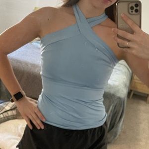 Light Blue Criss Cross Halter Top